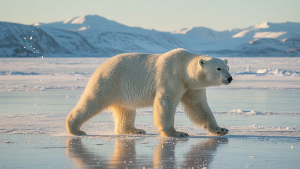 Urso polar desliza sobre gelo para não quebrá-lo e surpreende com inteligência