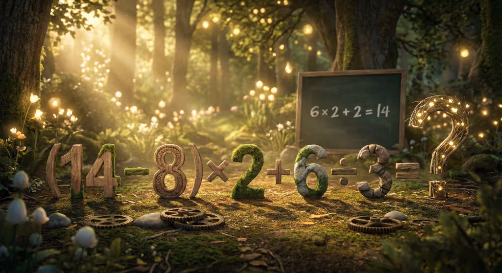 Se você faz (14 – 8) × 2 + 6 ÷ 3 “de cabeça”, provavelmente caiu na armadilha