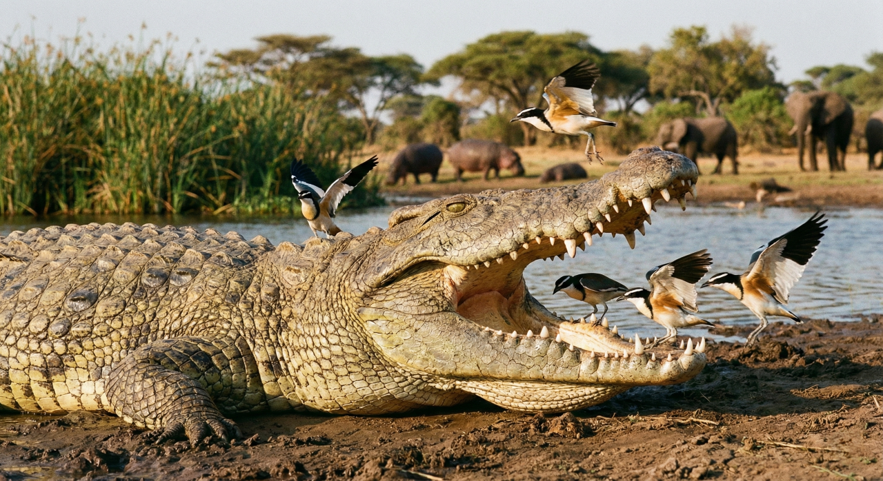 Por que os crocodilos não comem pássaros que pousam dentro de sua boca