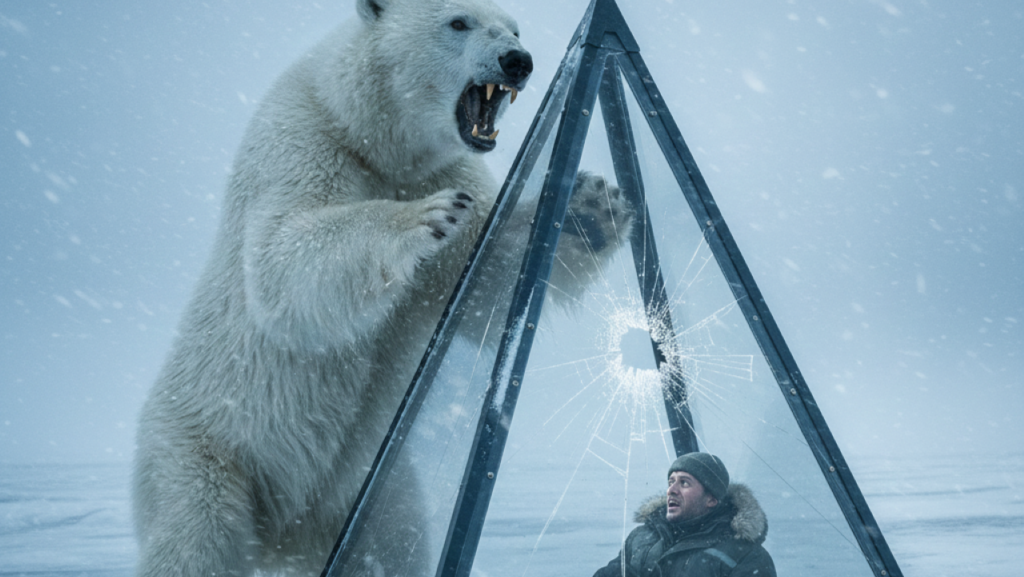 Homem é salvo por vidro blindado ao ser atacado por urso polar