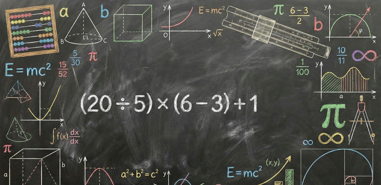 Você consegue resolver a equação (20 ÷ 5) × (6 – 3) + 1 em menos de 47 segundos?