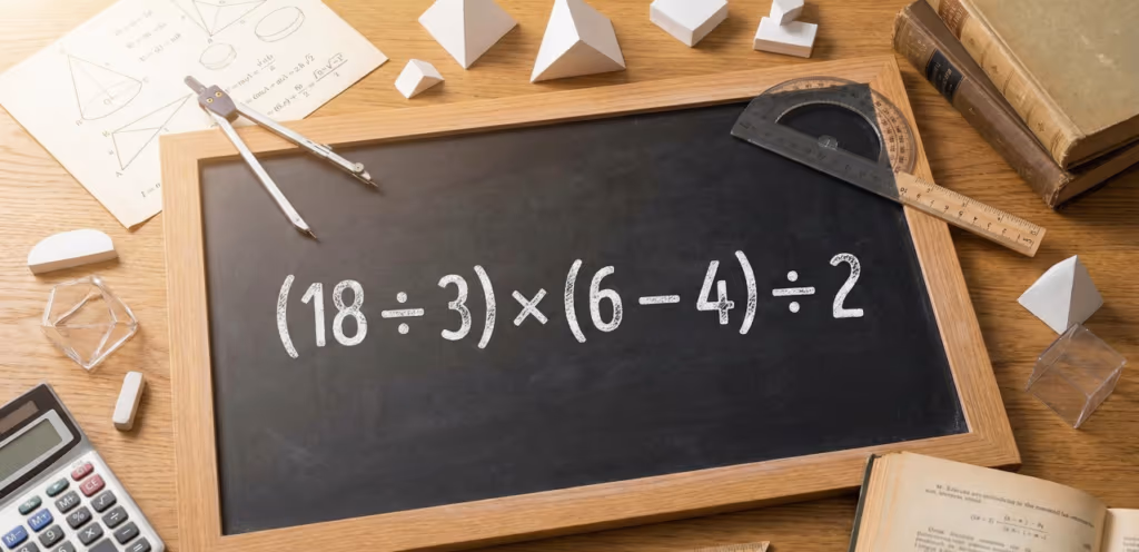 Você consegue resolver a equação (18 ÷ 3) × (6 – 4) ÷ 2 em menos de 1 minuto?