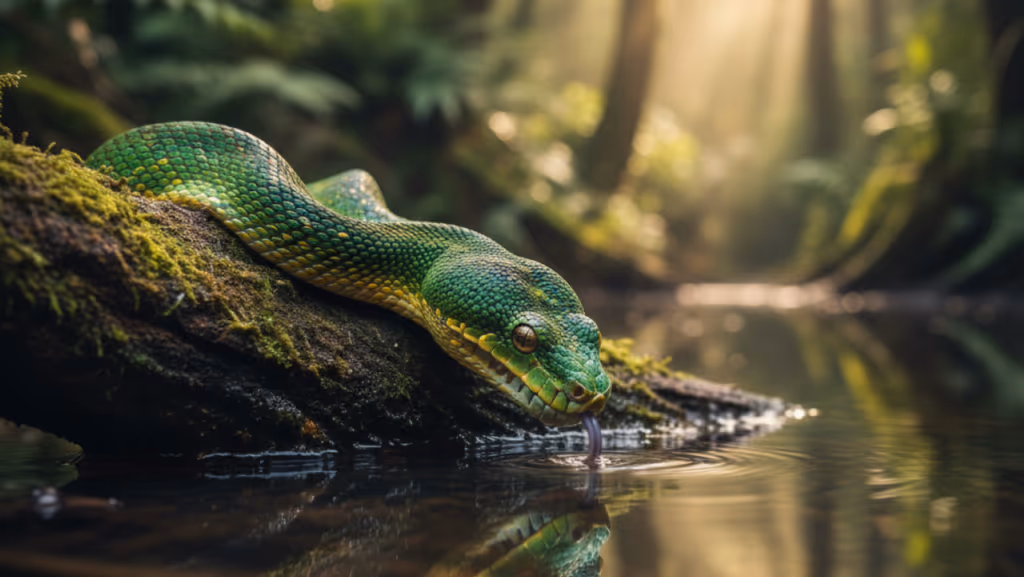 É assim que uma cobra bebe água na natureza