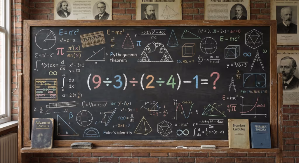 Quanto é (9 ÷ 3) ÷ (2 ÷ 4) – 1? Uma conta que realmente coloca o cérebro para funcionar