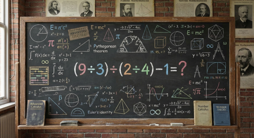 Quanto é (9 ÷ 3) ÷ (2 ÷ 4) – 1? Uma conta que realmente coloca o cérebro para funcionar