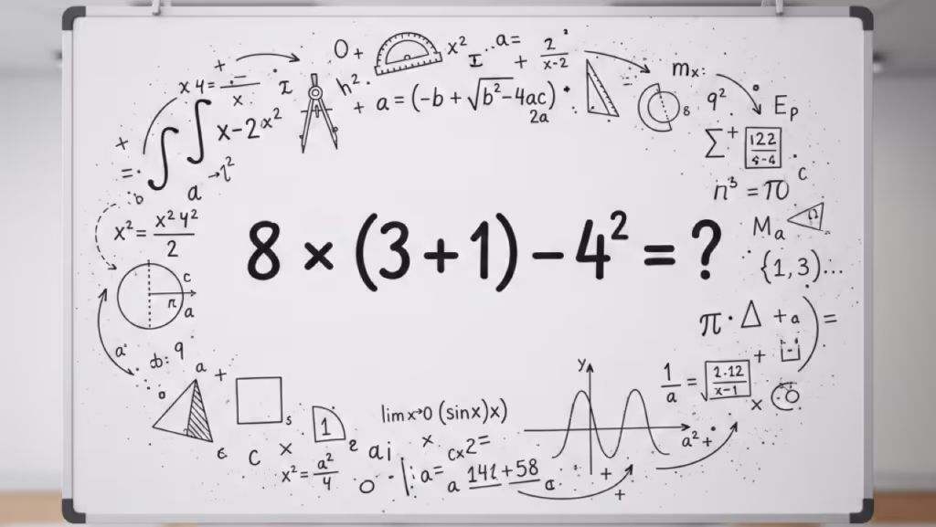 Quanto é 8 x (3 + 1) – 4²? Uma conta simples que derruba muita gente