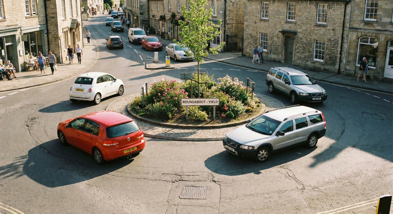 Quem tem prioridade em rotatórias grandes e pequenas?