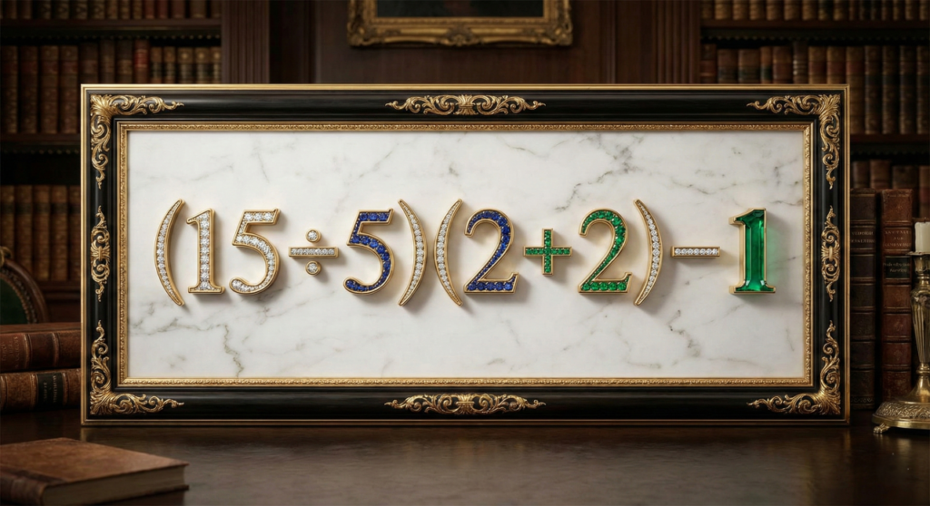 Quanto é (15 ÷ 5)(2 + 2) − 1? Uma equação simples que só derruba os desatentos