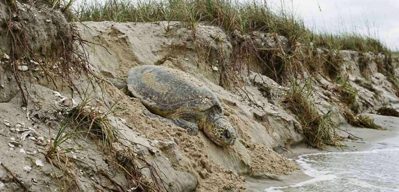 Ela parecia sem forças enterrada na areia, mas a reação ao ser solta surpreendeu a todos