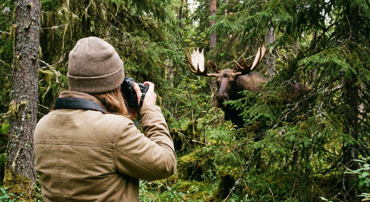 Mulher passa perto de alce gigante sem notar o perigo e vídeo viraliza