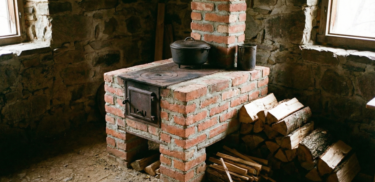 Como fazer um fogão a lenha 2 em 1 com tijolo vermelho e cimento