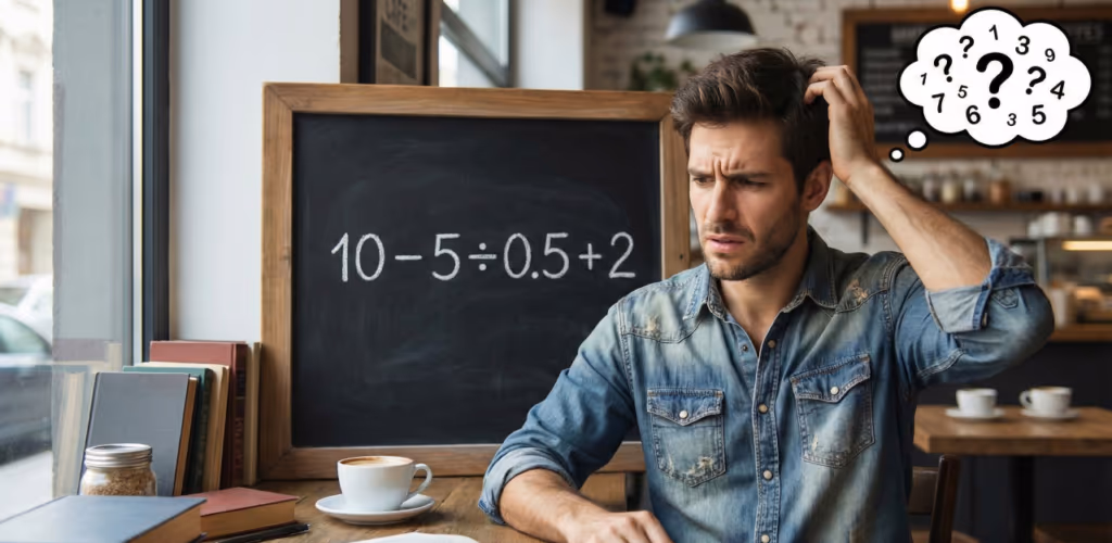 Quanto é 10 – 5 ÷ 0,5 + 2? A equação com decimal que pega muita gente desprevenida