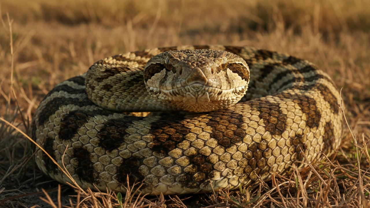 Com camuflagem eficiente, você nem ia perceber se essa víbora passasse perto de você