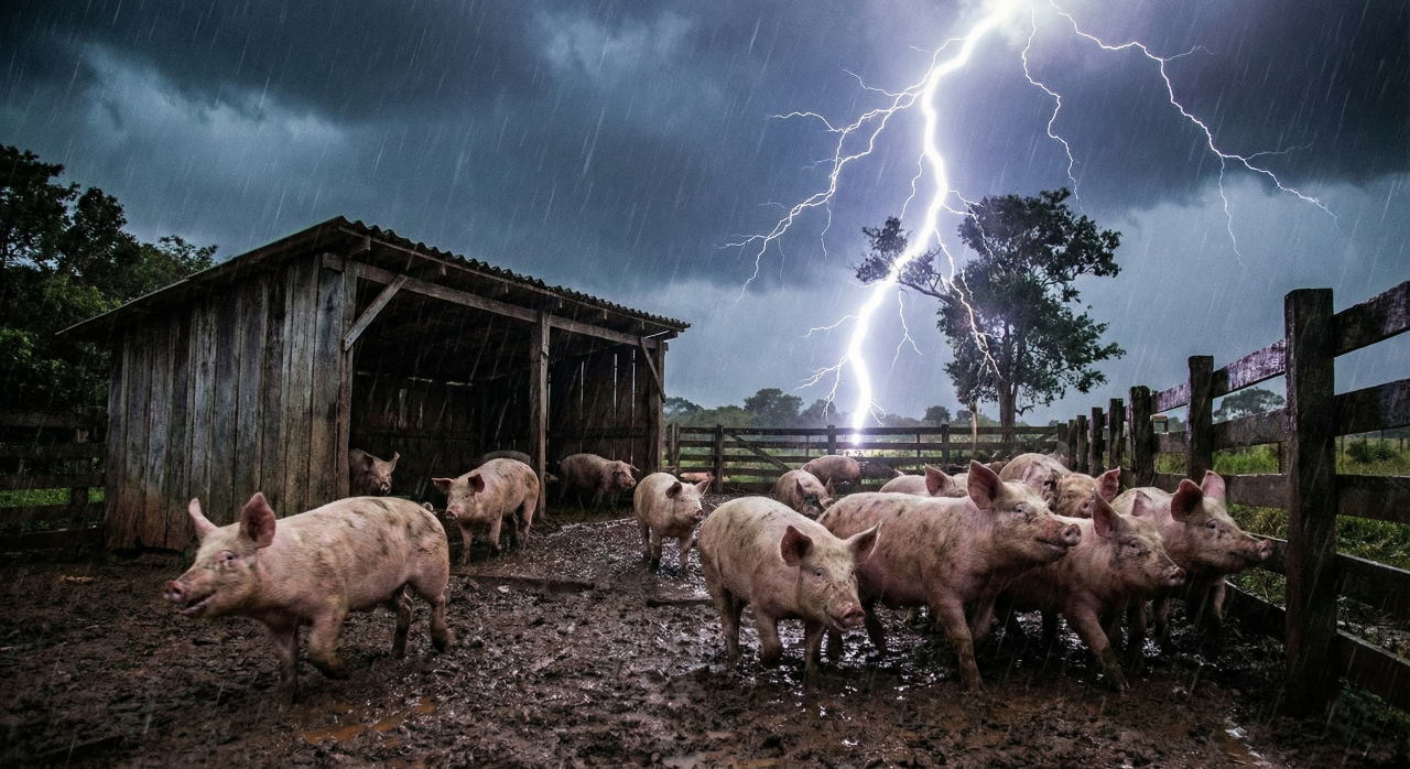 Vídeo mostra exato momento em que animais se assustam com trovões e viraliza