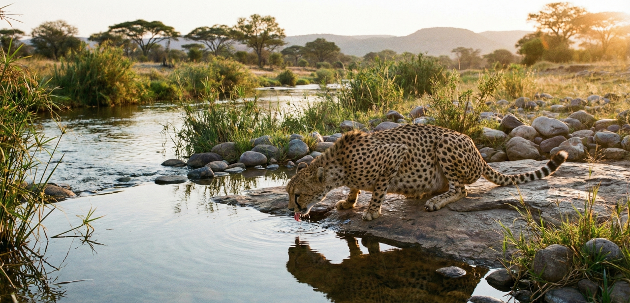 Guepardo vai beber água na hora errada e vira janta de crocodilo