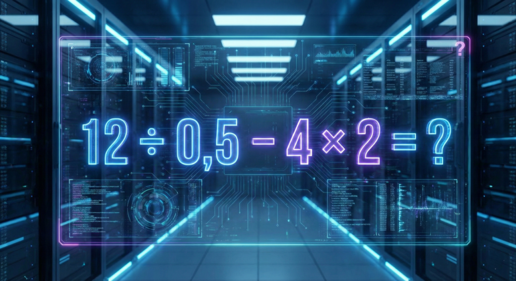 Quanto é 12 ÷ 0,5 – 4 × 2? Uma divisão por 0,5 muda tudo nessa expressão matemática
