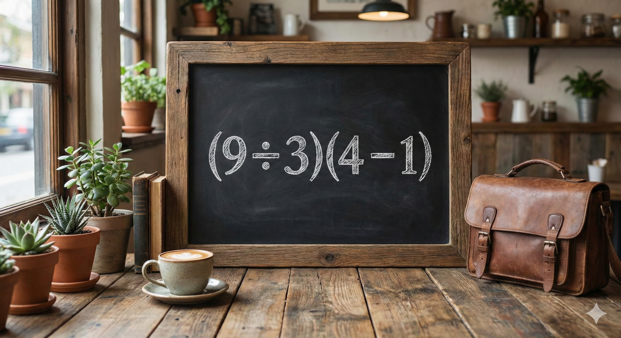 Você acha que consegue resolver a equação (9 ÷ 3)(4 – 1) em menos de 20 segundos?