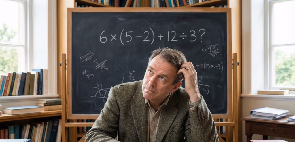 Quanto é 6 x (5 – 2) + 12 ÷ 3? A equação que te deixa muitas noites sem dormir
