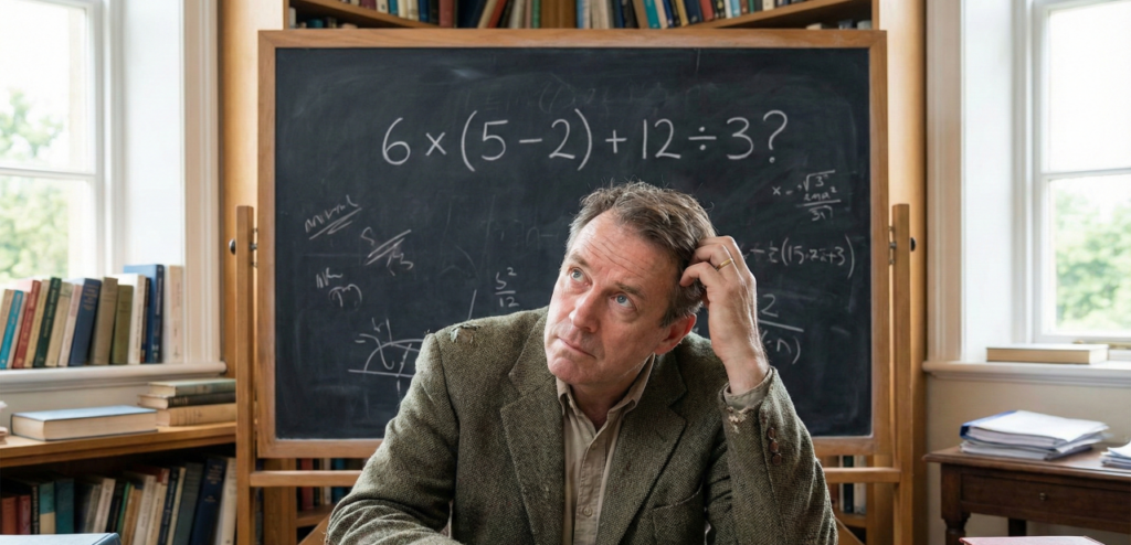 Quanto é 6 x (5 – 2) + 12 ÷ 3? A equação que te deixa muitas noites sem dormir