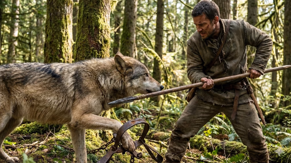 Homem trava duelo com lobo para soltá-lo de armadilha no meio da Floresta