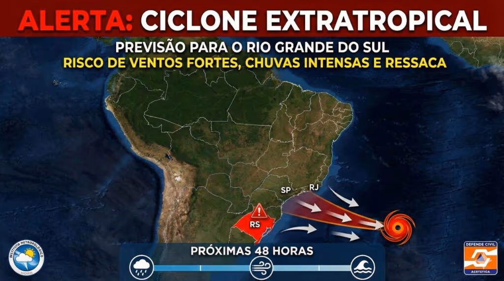Semana começa com alerta de previsão para forte ciclone em parte do Brasil