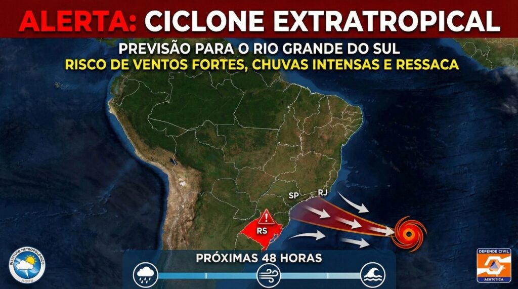 Semana começa com alerta de previsão para forte ciclone em parte do Brasil