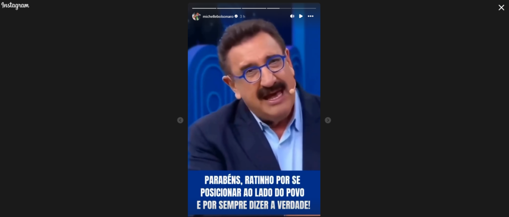 Michelle aplaude Ratinho