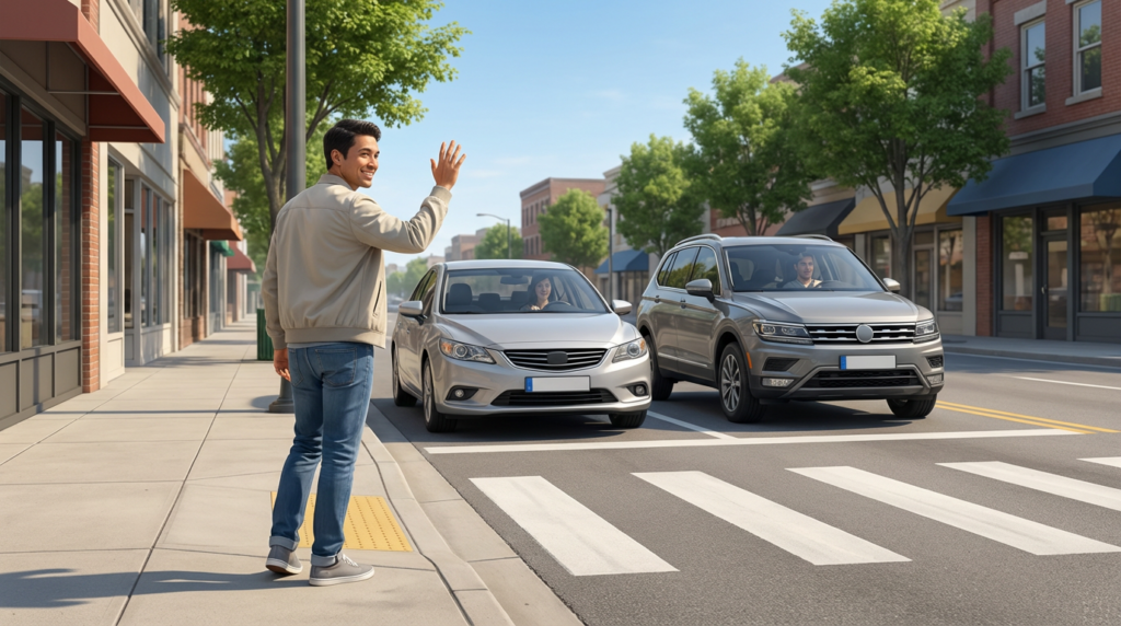 O que significa quando uma pessoa acena para agradecer aos motorista após atravessar a rua, segundo a psicologia