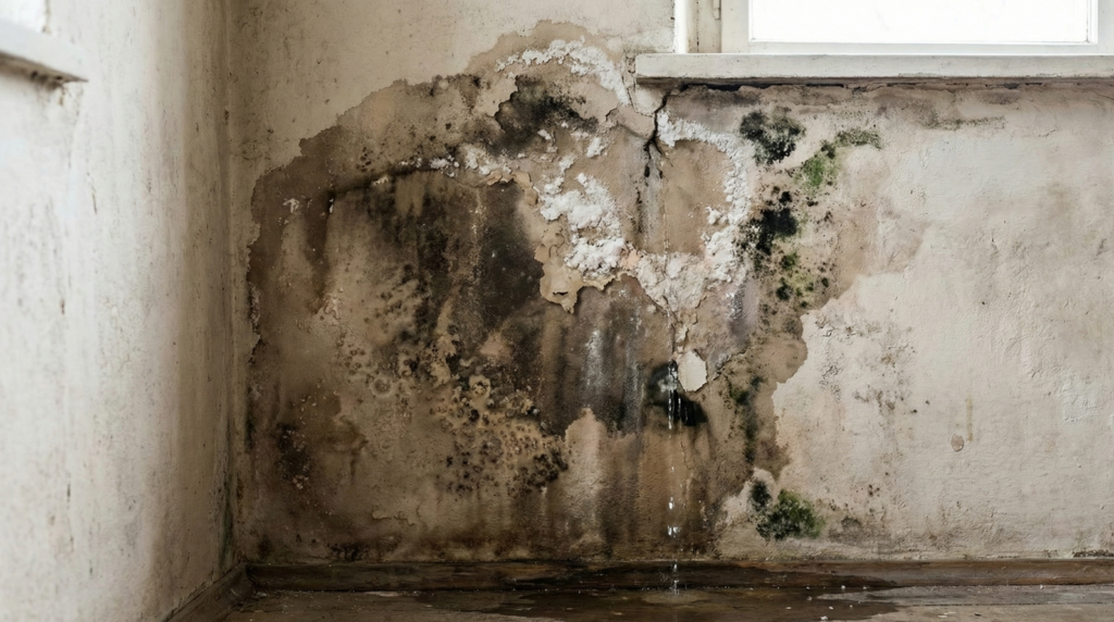 Com o excesso de umidade, as paredes sofrem danos nas tintas e criam mofo