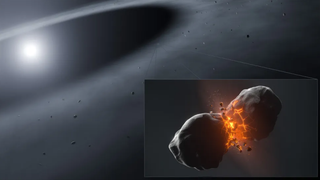 Astrônomos capturam as primeiras imagens de colisões de corpos celestes em um sistema estelar próximo