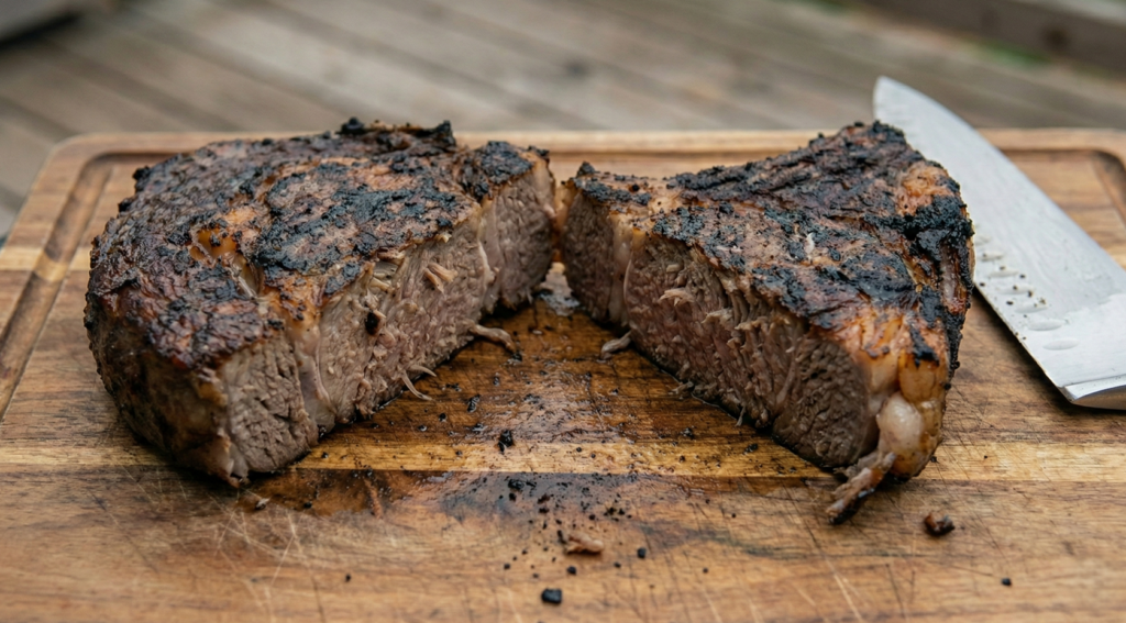 O fogo alto desde o começo faz sua carne queimar por fora e ficar seca por dentro, parecendo sola de sapato