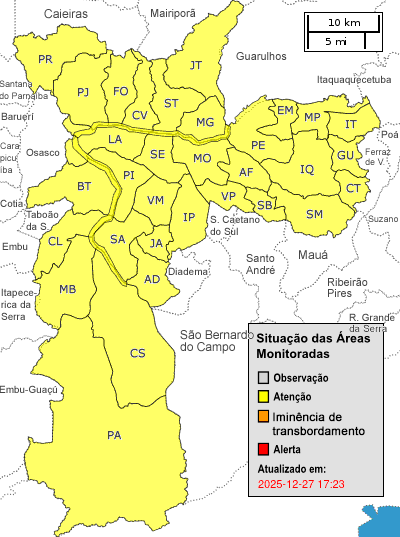 CGE emite alerta de fortes chuvas em São Paulo