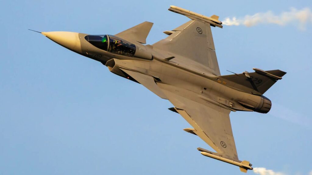 O F-39E Gripen é o mesmo modelo utilizado no Brasil - Créditos: depositphotos.com / soosjozsef