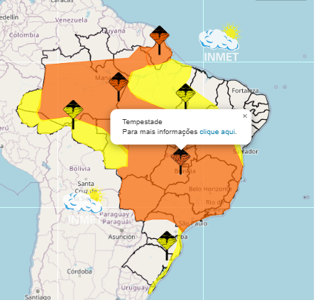 Alerta do Inmet para forte tempestade nos dias 01 e 02, veja onde