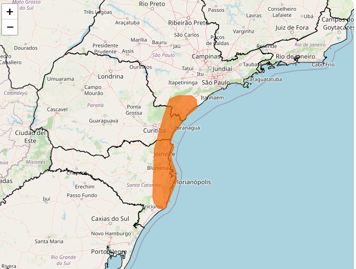 Alerta do Inmet para fortes chuvas nos dias 12 e 13