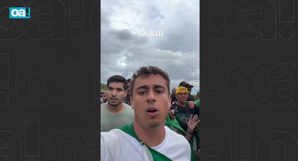 Nikolas chega a 100km de marcha a Brasília e cita “ficha corrida” de Lula