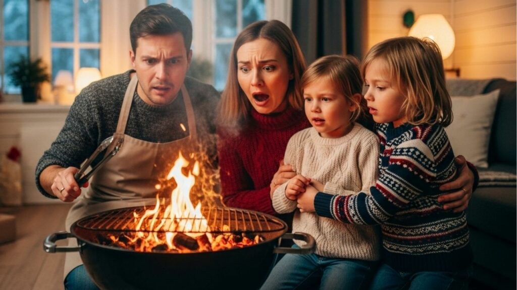 Família faz churrasco em casa e acaba com pais e 2 filhos no hospital com intoxicação por monóxido de carbono