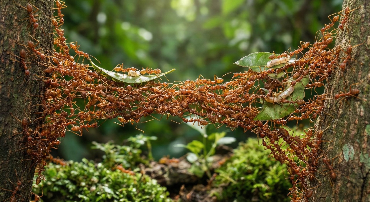 Formigas são flagradas construindo ponte com o próprio corpo para salvar ovos