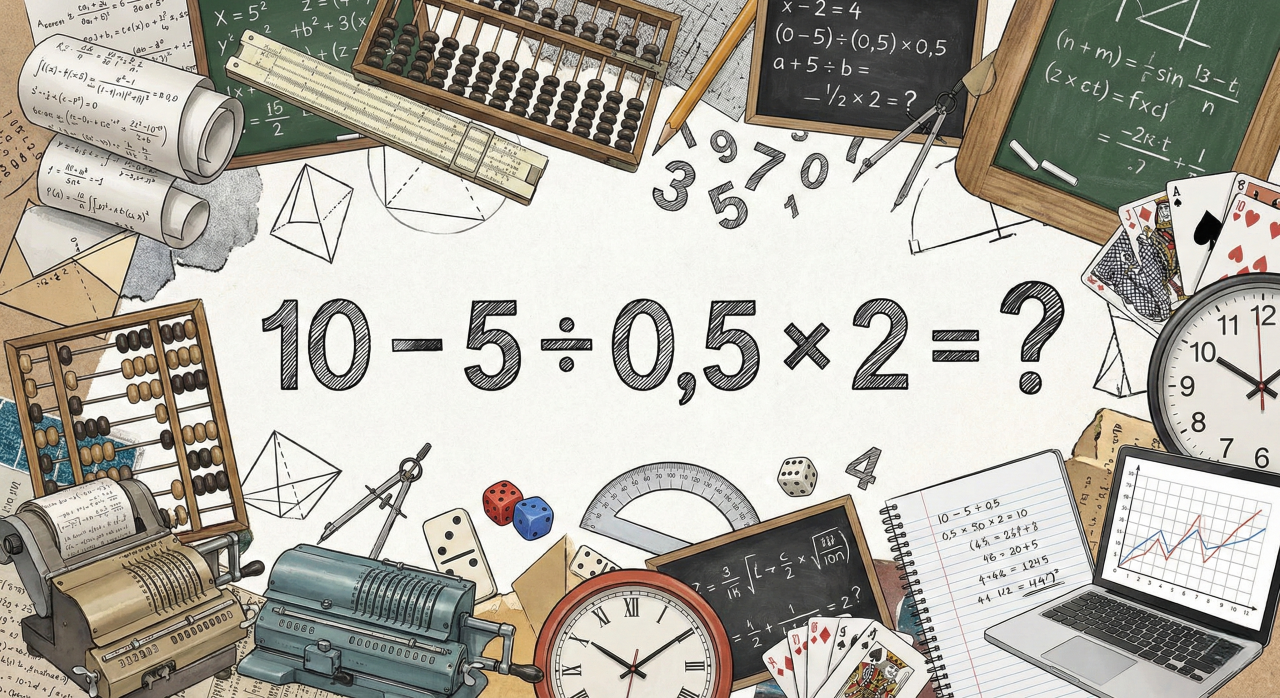 Quanto é 10 – 5 ÷ 0,5 × 2? Uma equação com vírgula que tira o sono de muita gente