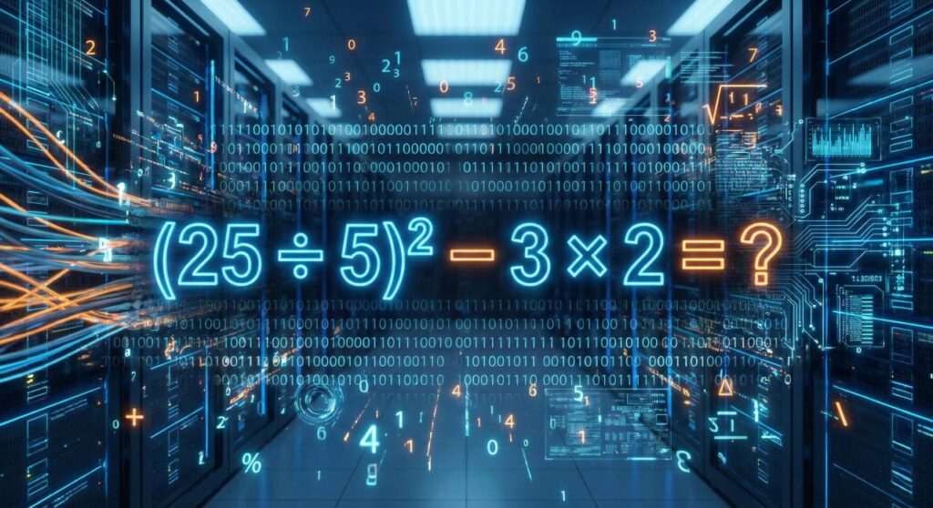 Quanto é (25 ÷ 5)² – 3 × 2? Uma equação que desafia até mesmo professores