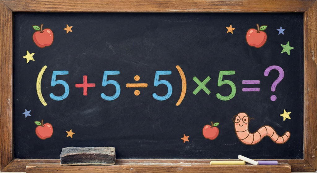 Quanto é (5 + 5 ÷ 5) × 5? Uma equação que só tem 5 e confunde muita gente