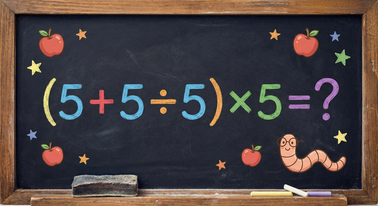 Quanto é (5 + 5 ÷ 5) × 5? Uma equação que só tem 5 e confunde muita gente
