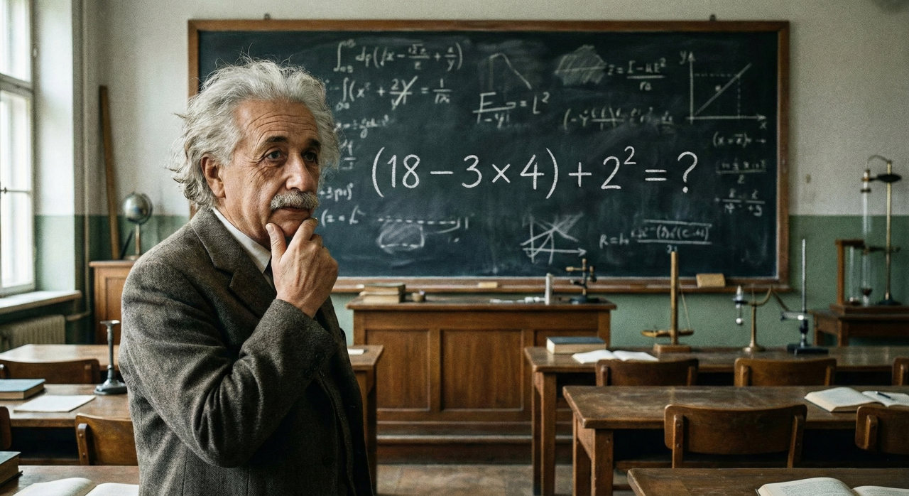 Quanto é (18 – 3 × 4) ÷ 2²? Uma equação que confunde até mesmo gênios