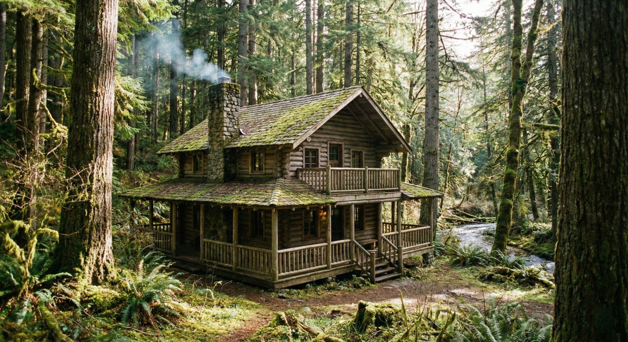 Completamente sozinho, homem constrói cabana de dois andares no meio da floresta