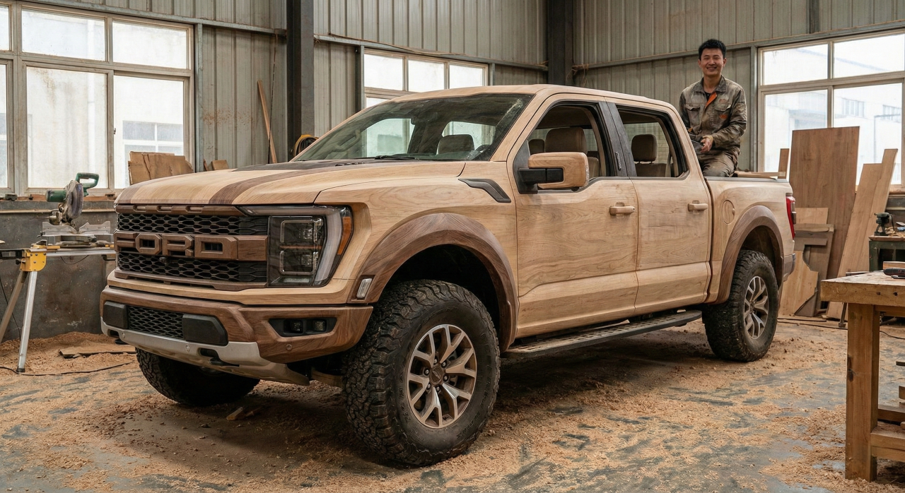 Homem constrói Ford Raptor do zero totalmente feito de madeira