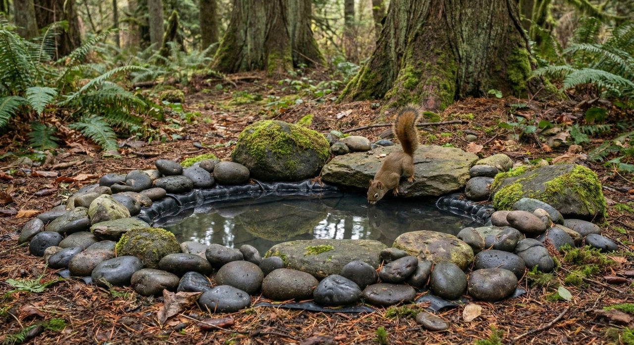 Ele fez uma poça na floresta e observou todos os animais curiosos que apareceram
