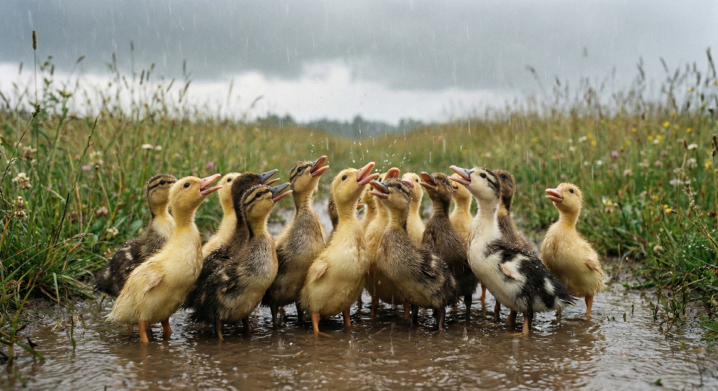 Por que patos ficam completamente imóveis durante a chuva?