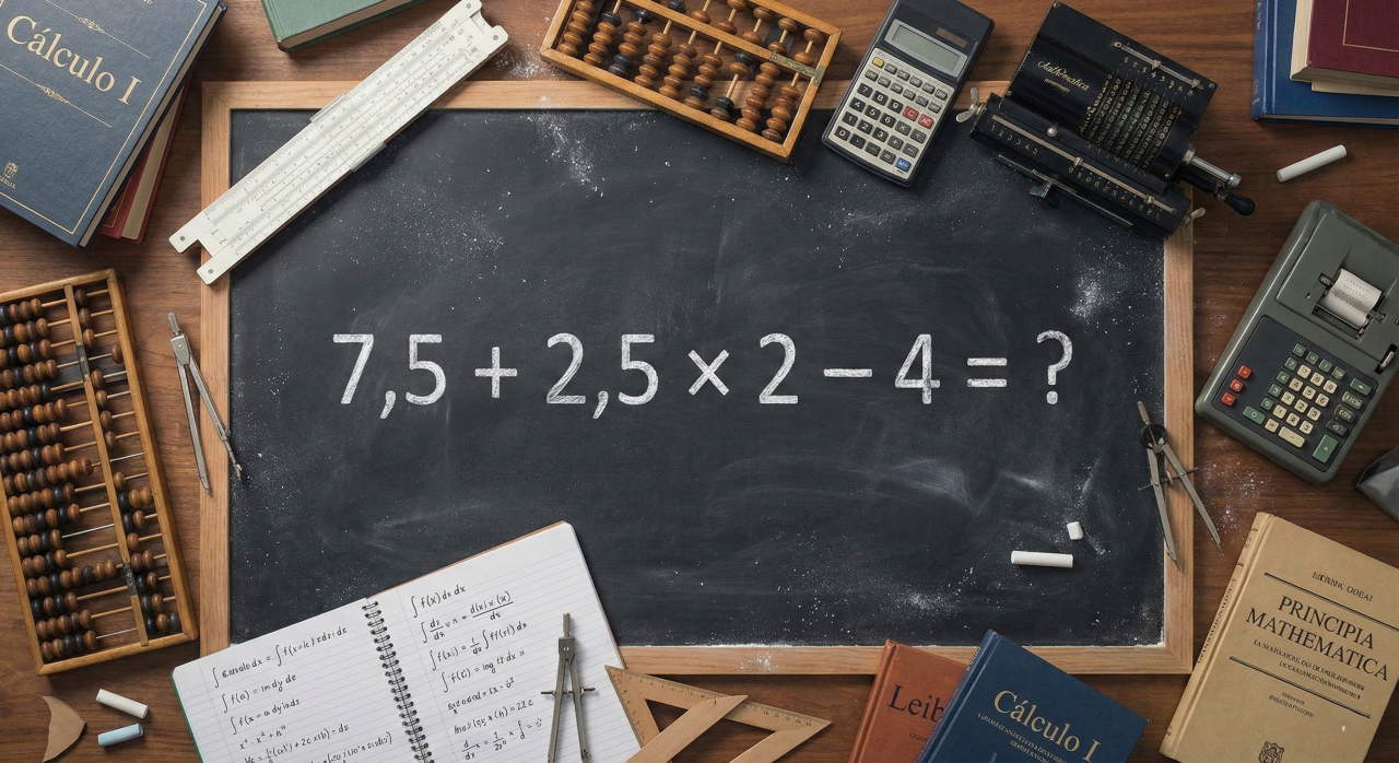 Quanto é 7,5 + 2,5 × 2 – 4? Uma conta onde a vírgula faz 97% errarem