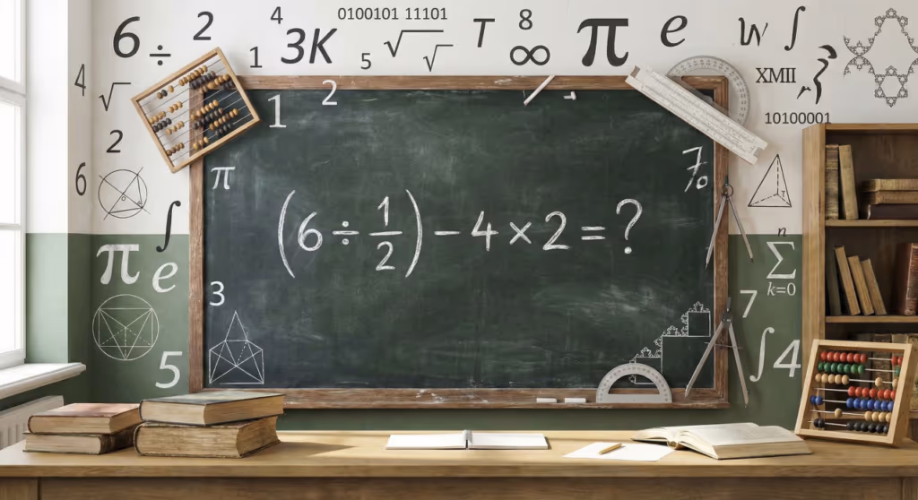 Quanto é (6 ÷ 1/2) – 4 × 2? Essa conta “boba” engana mais do que parece