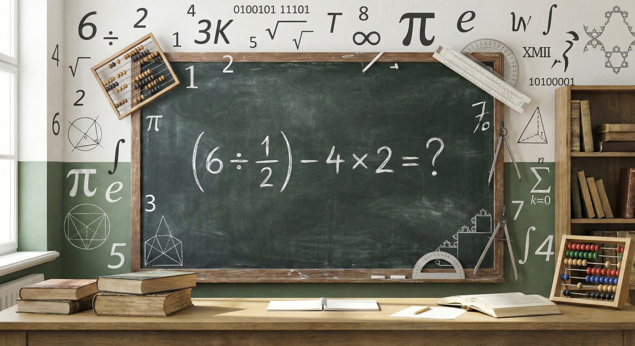 Quanto é (6 ÷ 1/2) – 4 × 2? Essa conta “boba” engana mais do que parece